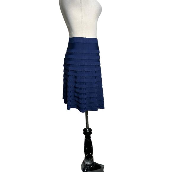 Lilly Pulitzer Navy Scalloped Tiered Ruffle A-Line Flare Knit Skirt Size Small - Picture 6 of 14